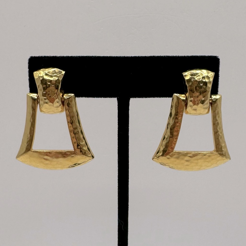 MONET Vintage Gold Hammered Door Knocker Earrings
